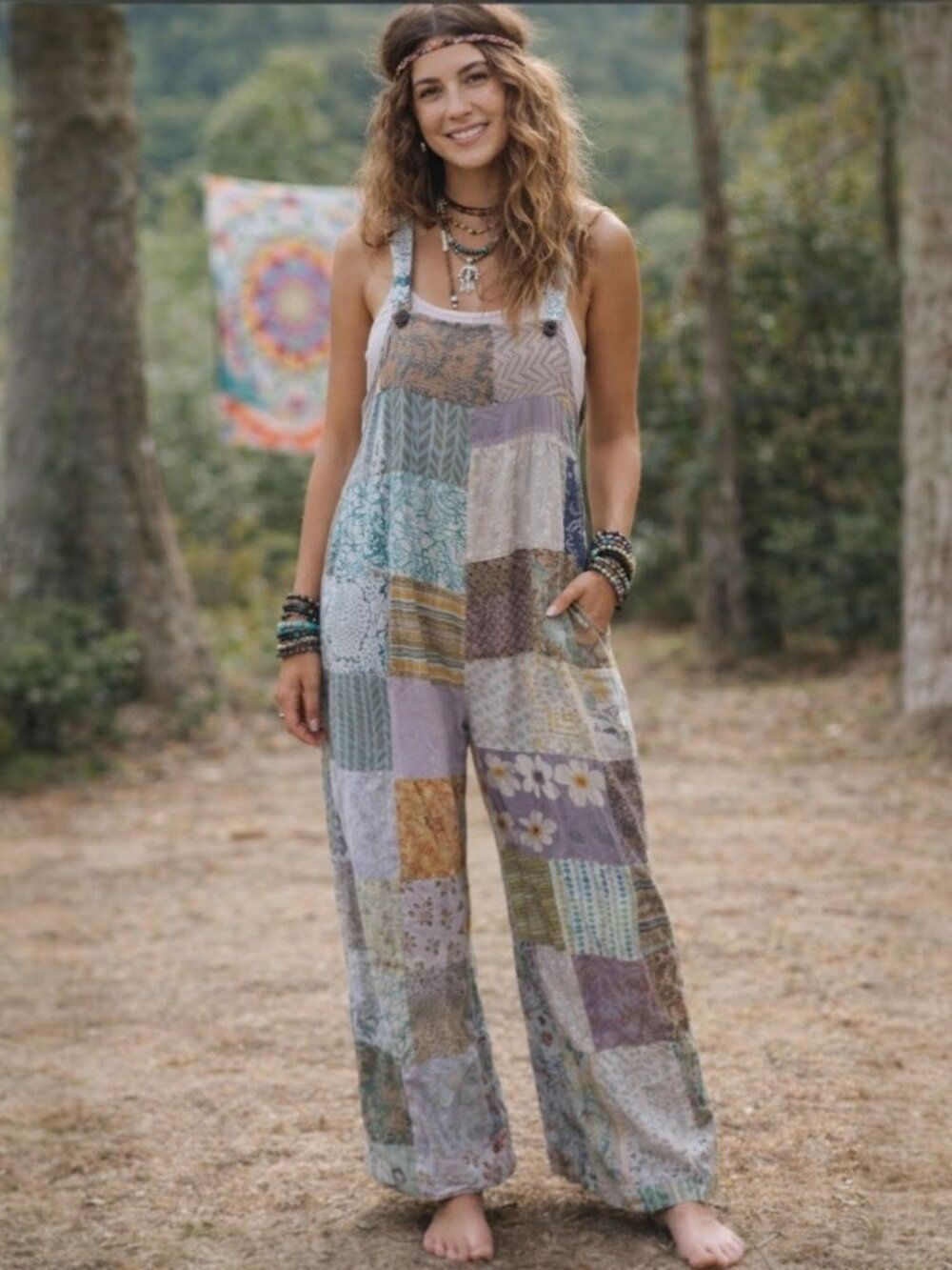 SALE! NWT Rayon Patchwork Overalls-X-Large